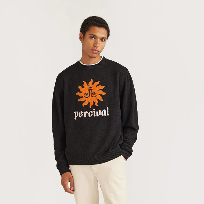 Percival Solar Omen Black Crewneck Jumper
