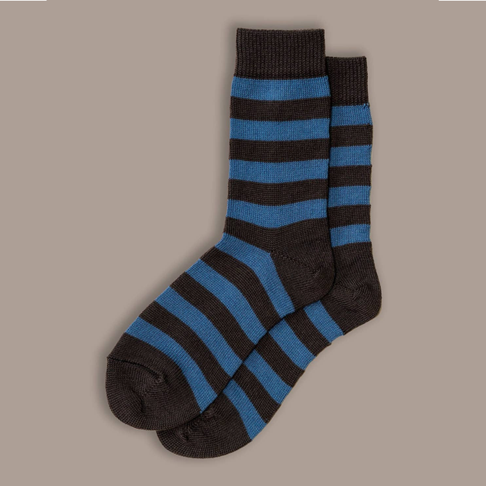 Rove Knitwear Blue Merino Stripe Socks