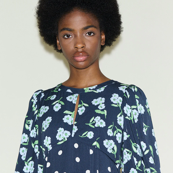 Samdi Dahlia Navy Polka Powder Dress