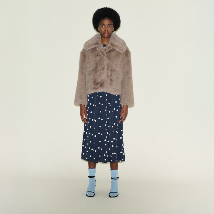 Samdi Jude Light Taupe Faux Fur Coat