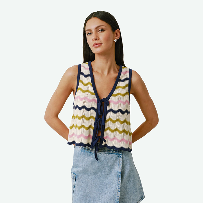 Seventy & Mochi Edie Lime Stripe Vest