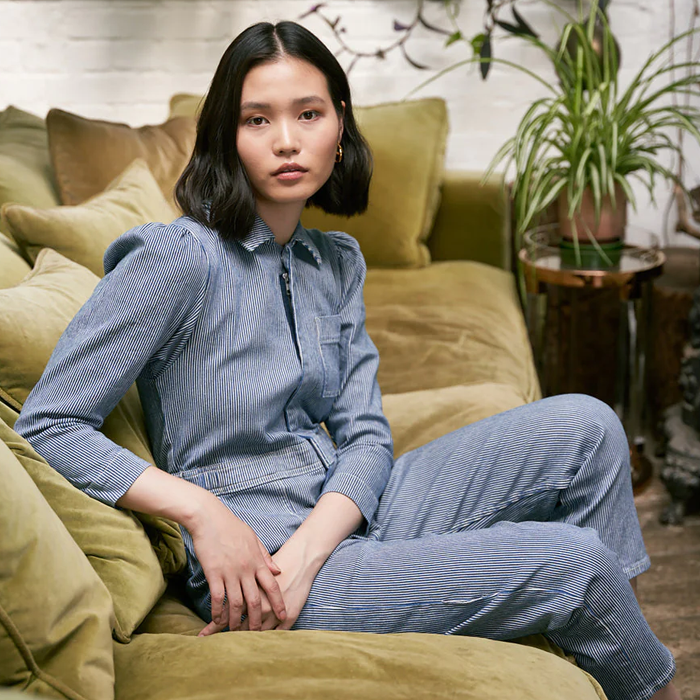 Seventy + Mochi Lorna Stripe Denim Jumpsuit