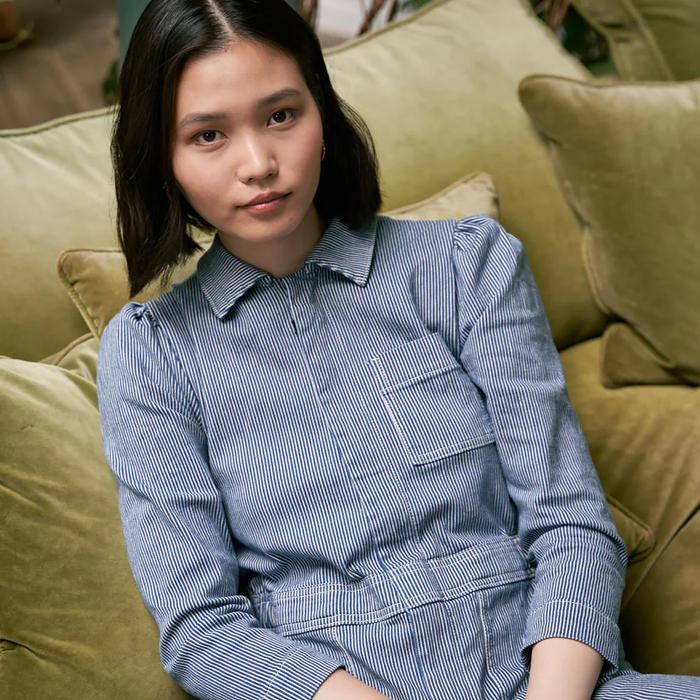 Seventy + Mochi Lorna Stripe Denim Jumpsuit