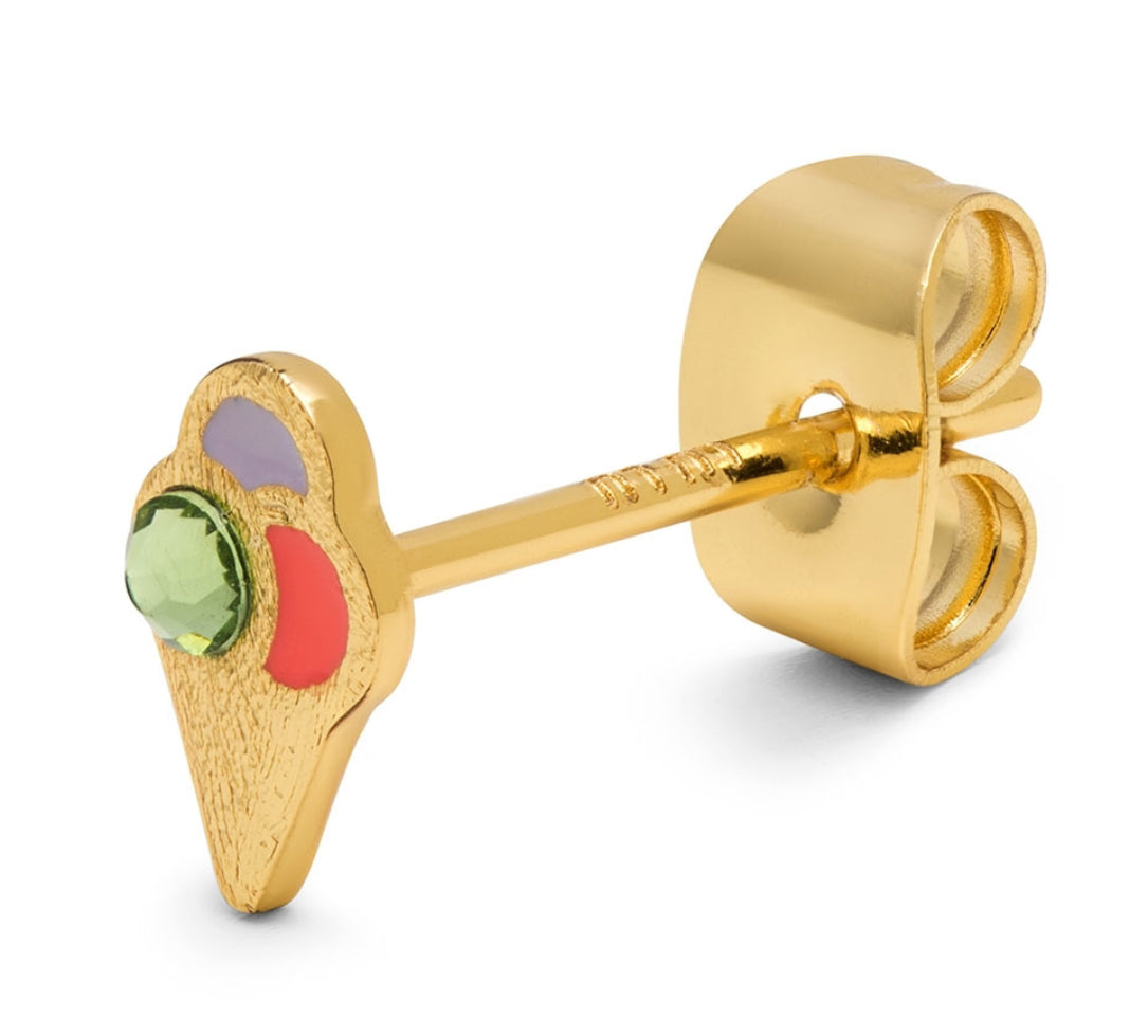 Lulu Copenhagen Crystal Gold Ice Cream Cone Single Stud Earring