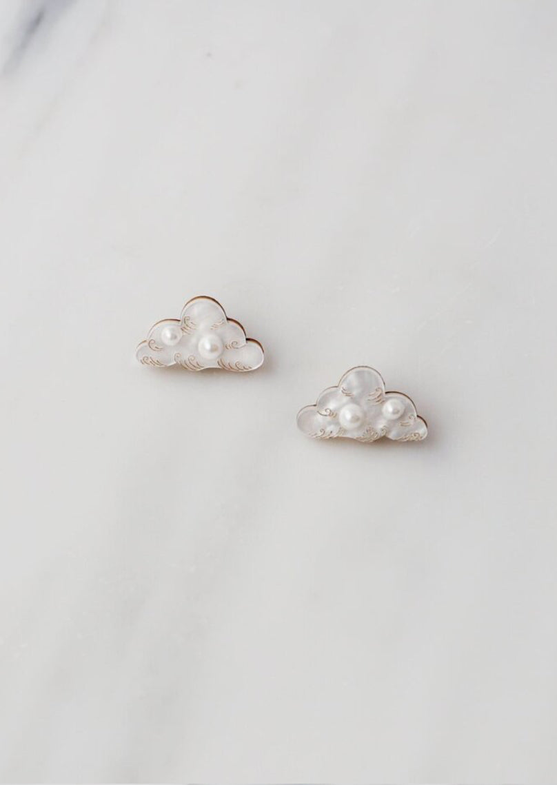 Wolf & Moon Cloud Stud Earrings