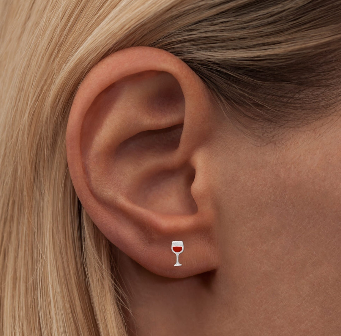 Lulu Copenhagen Silver Plated Friday Wine Stud Earring