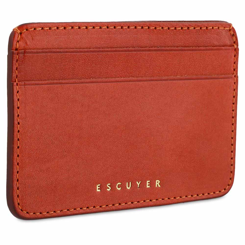 Escuyer Orange Leather Card Holder