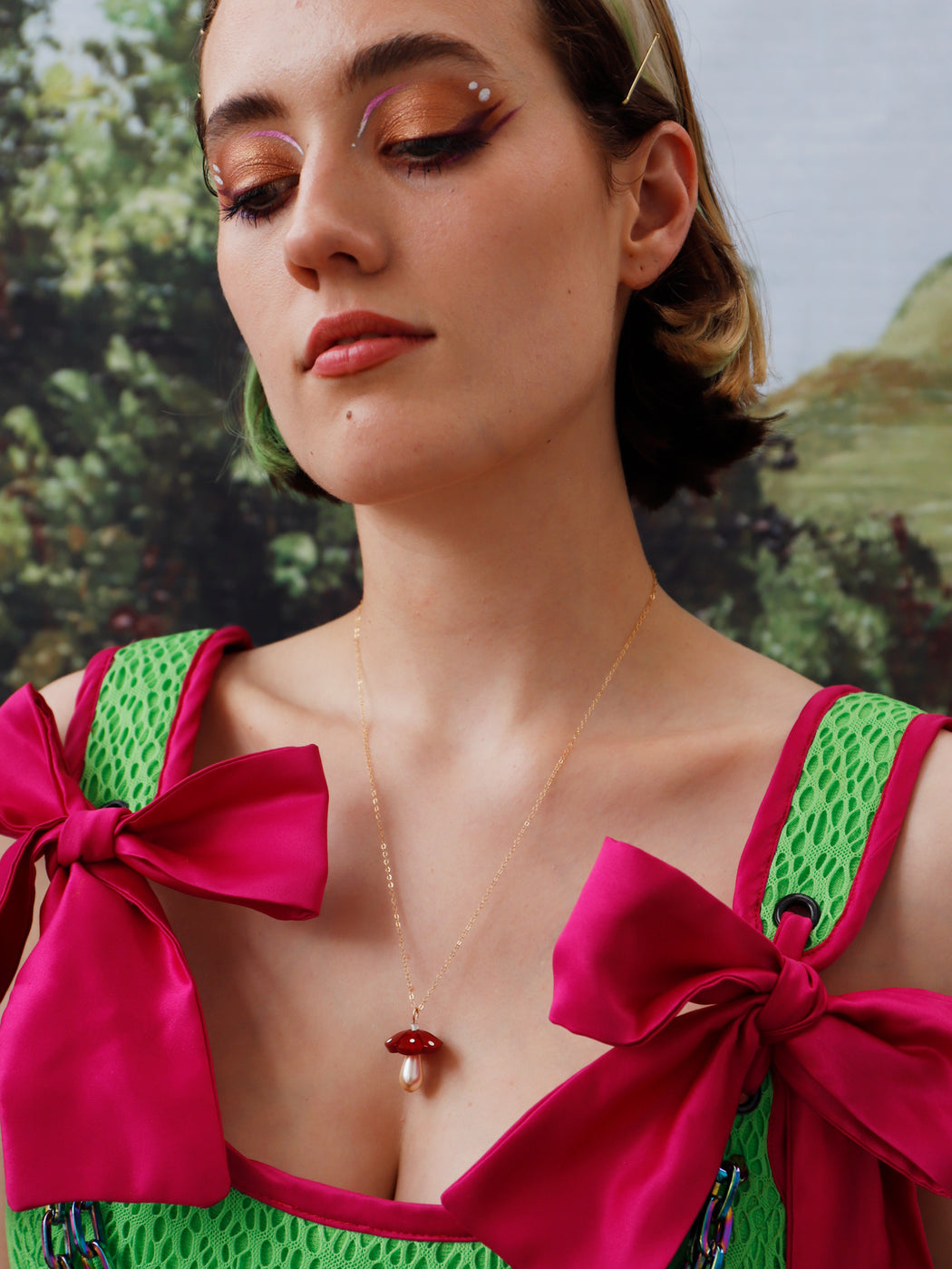 Wolf & Moon Red Shroom Mushroom Necklace