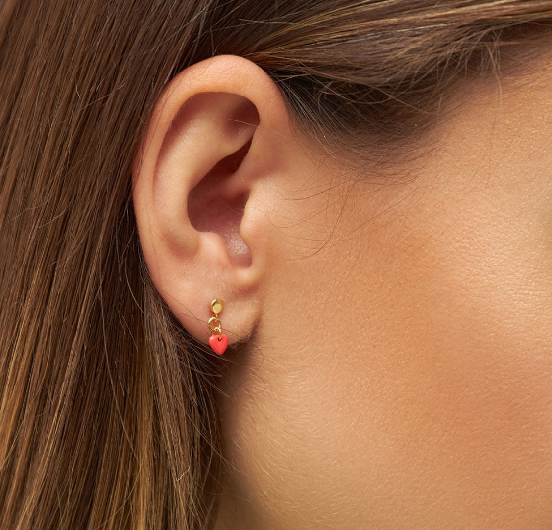 Lulu Copenhagen Short Love U Red Heart Topping Single Earring