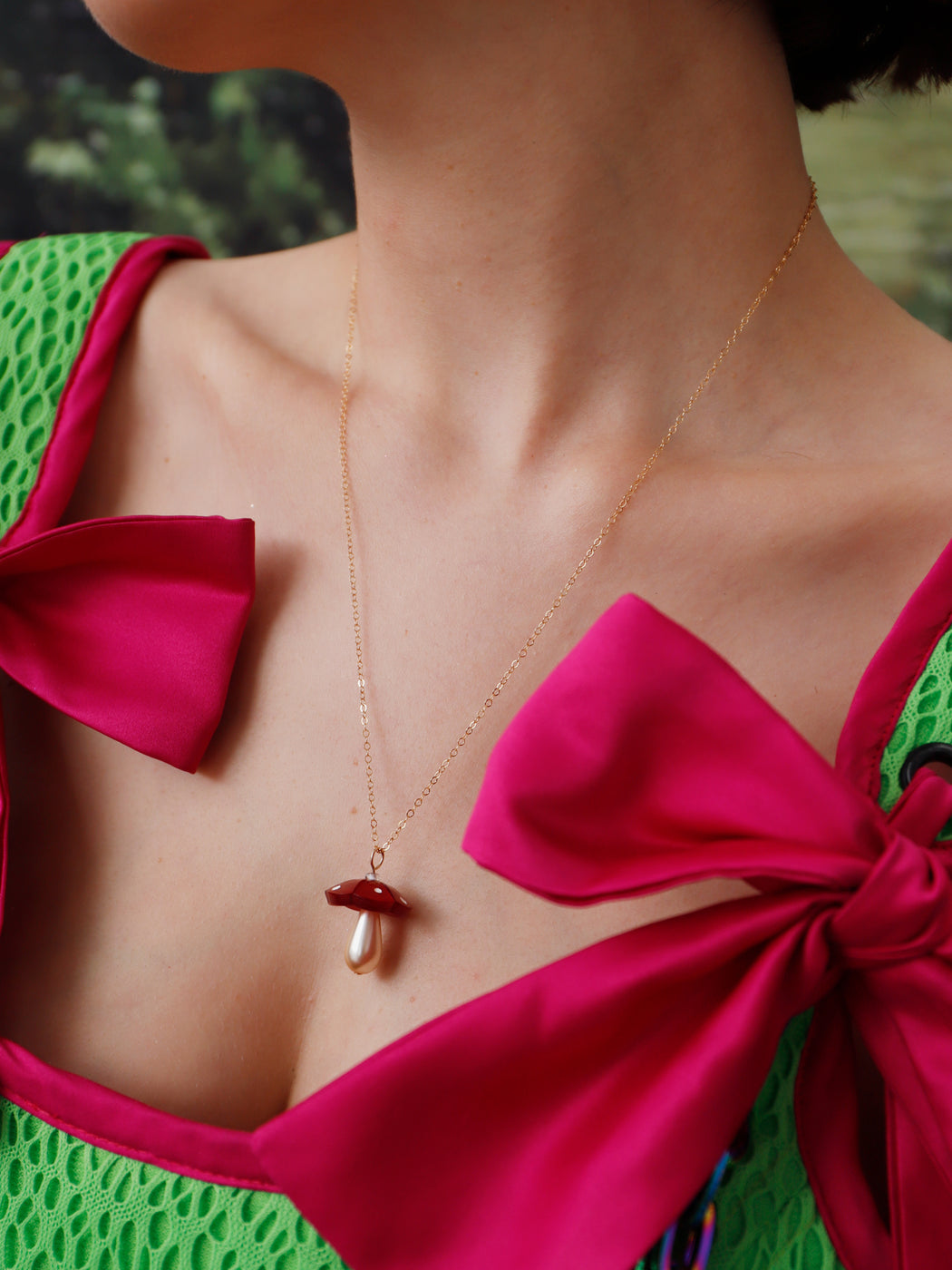 Wolf & Moon Red Shroom Mushroom Necklace
