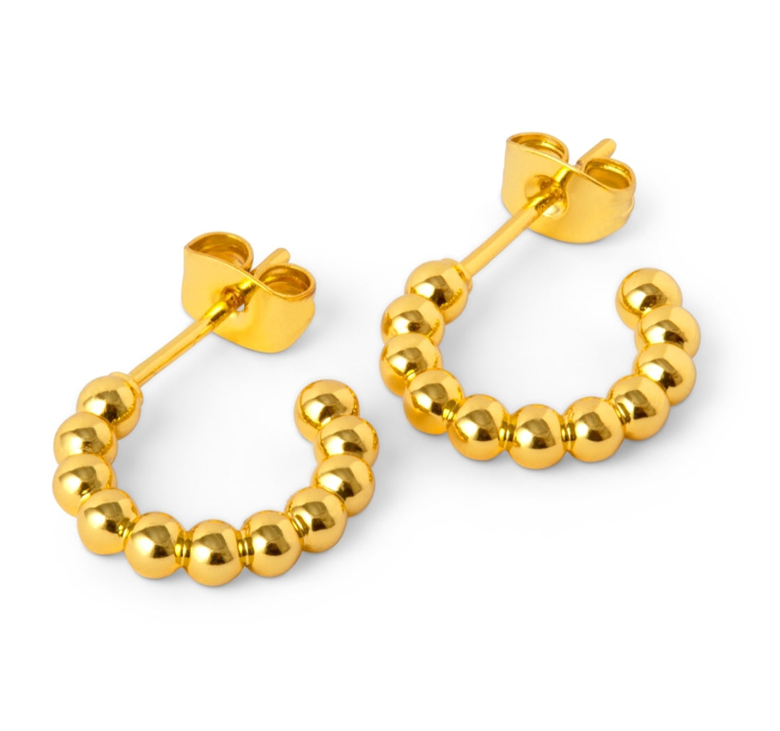 Lulu Copenhagen Gold Plated Gold Ball Small Hoop Earrings