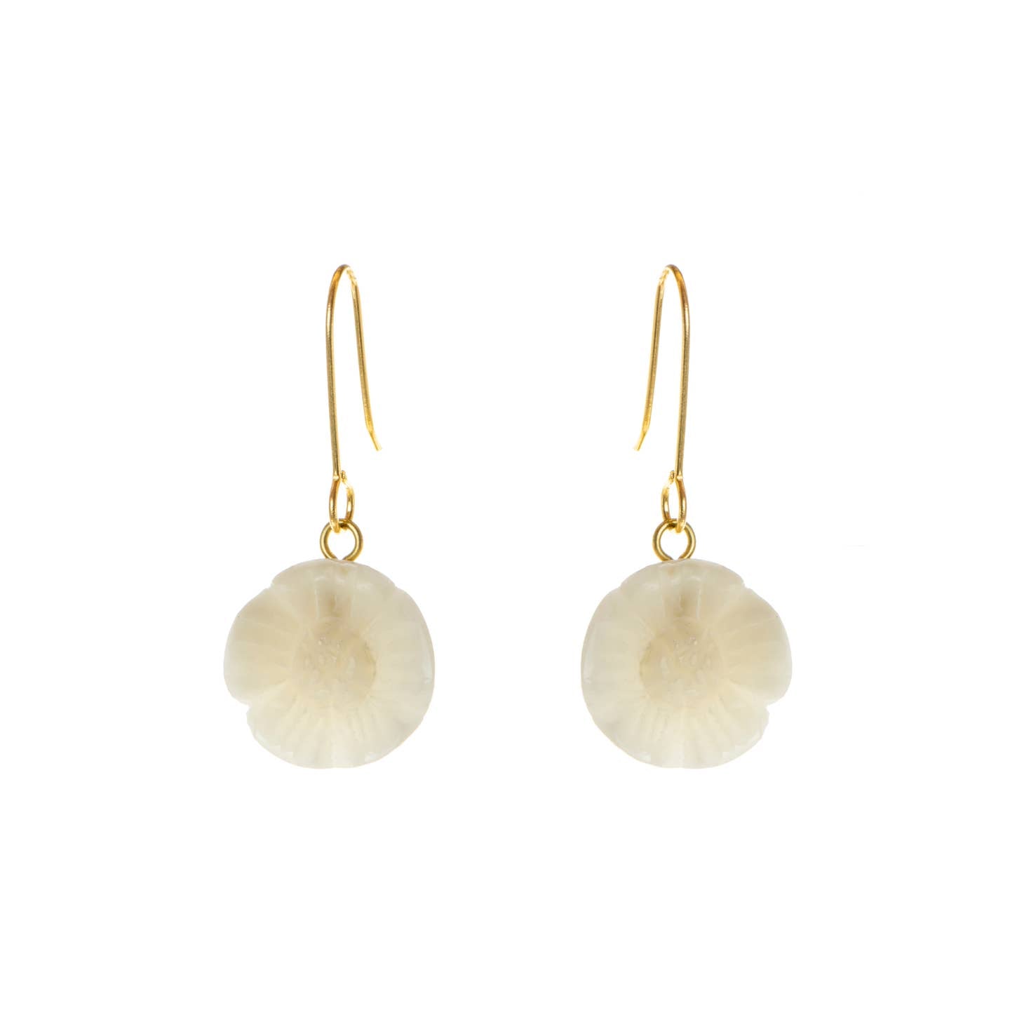 Just Trade White Floral Tagua Drop Earrings