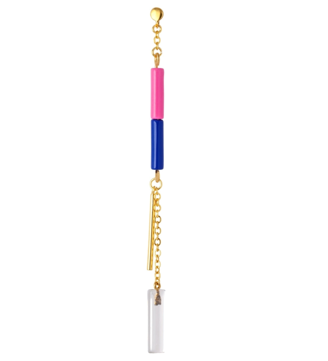 Lulu Copenhagen Topping Long Crystal Gold Single Earring