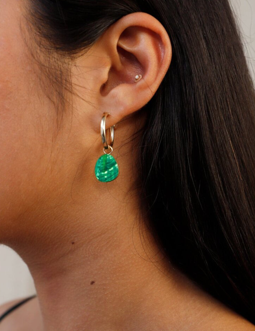 Wolf & Moon Beatrice Emerald Green Hoop Earrings