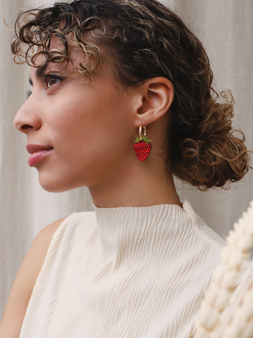 Wolf & Moon Strawberry Hoop Earrings