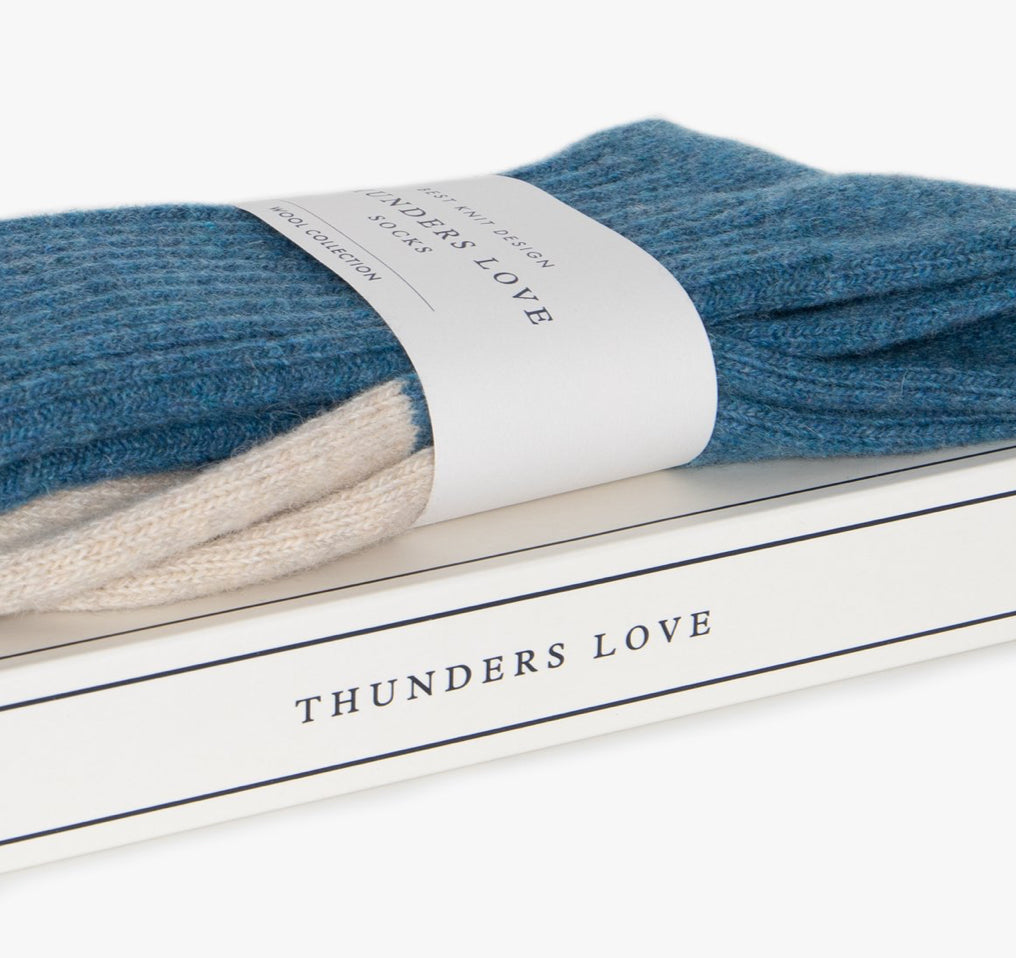 Thunders Love Recycled Indigo Blue Wool Men’s Socks