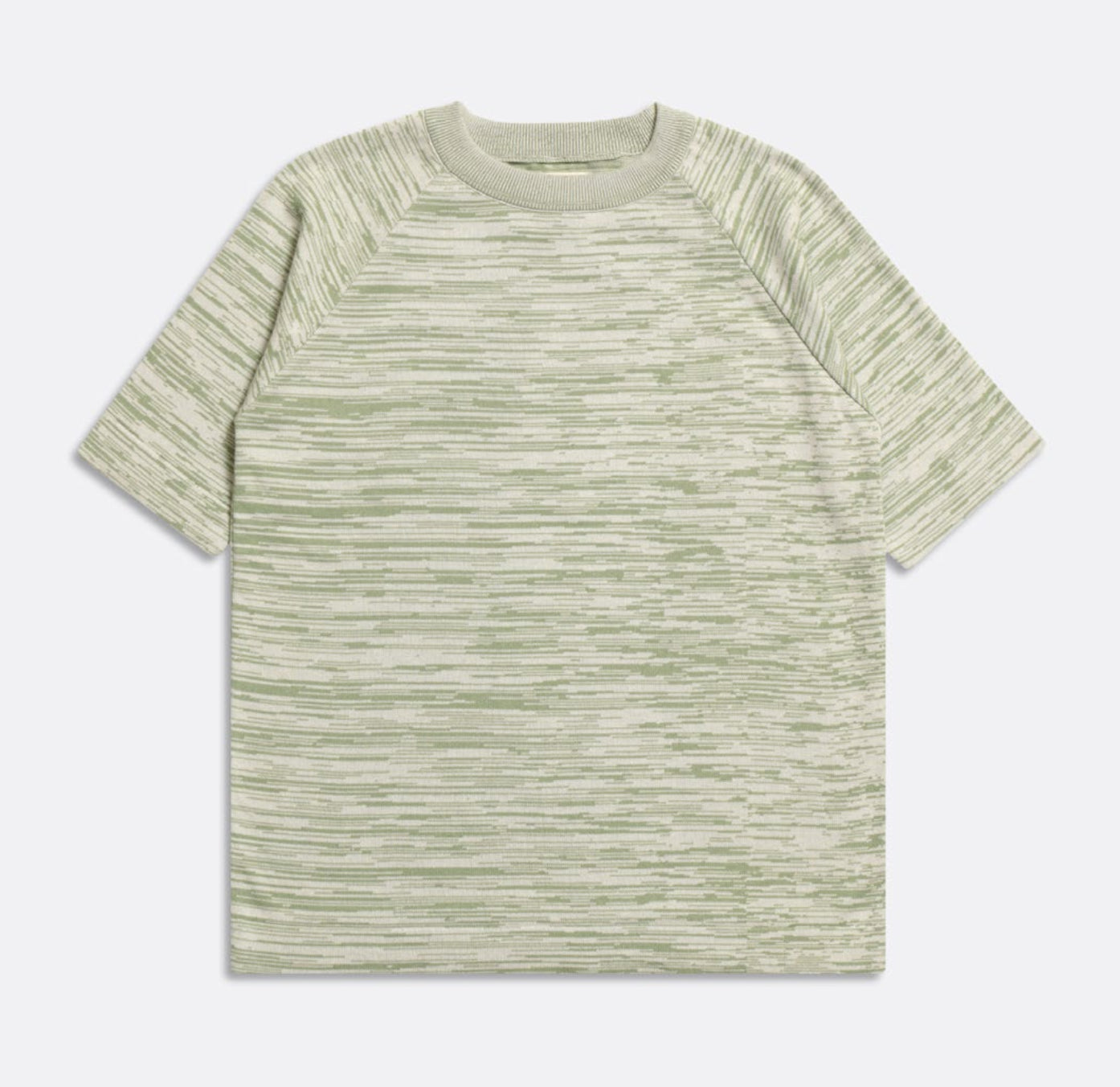 Far Afield Newport Twisted Turf Green Snow White Knit Top