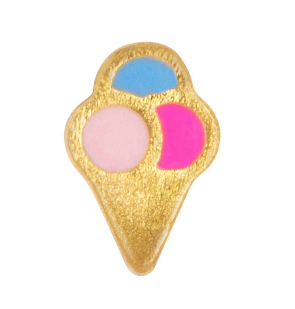 Lulu Copenhagen Ice Cream Cone Gold Plated Enamel Stud