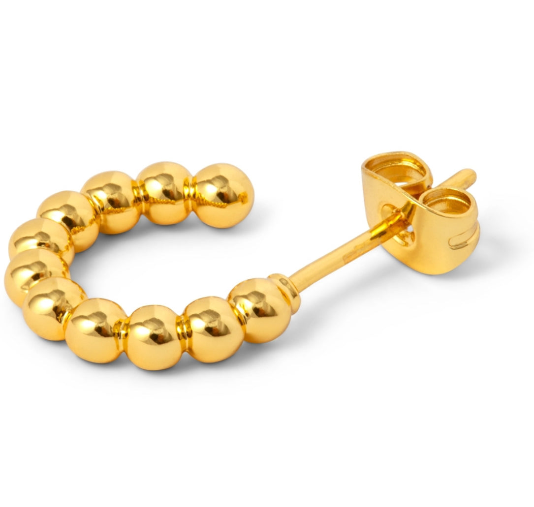 Lulu Copenhagen Gold Plated Gold Ball Small Hoop Earrings