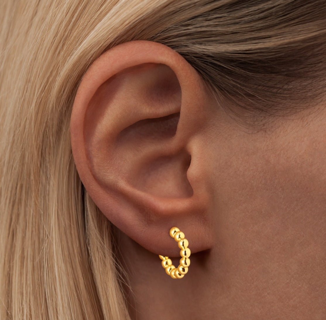 Lulu Copenhagen Gold Plated Gold Ball Small Hoop Earrings