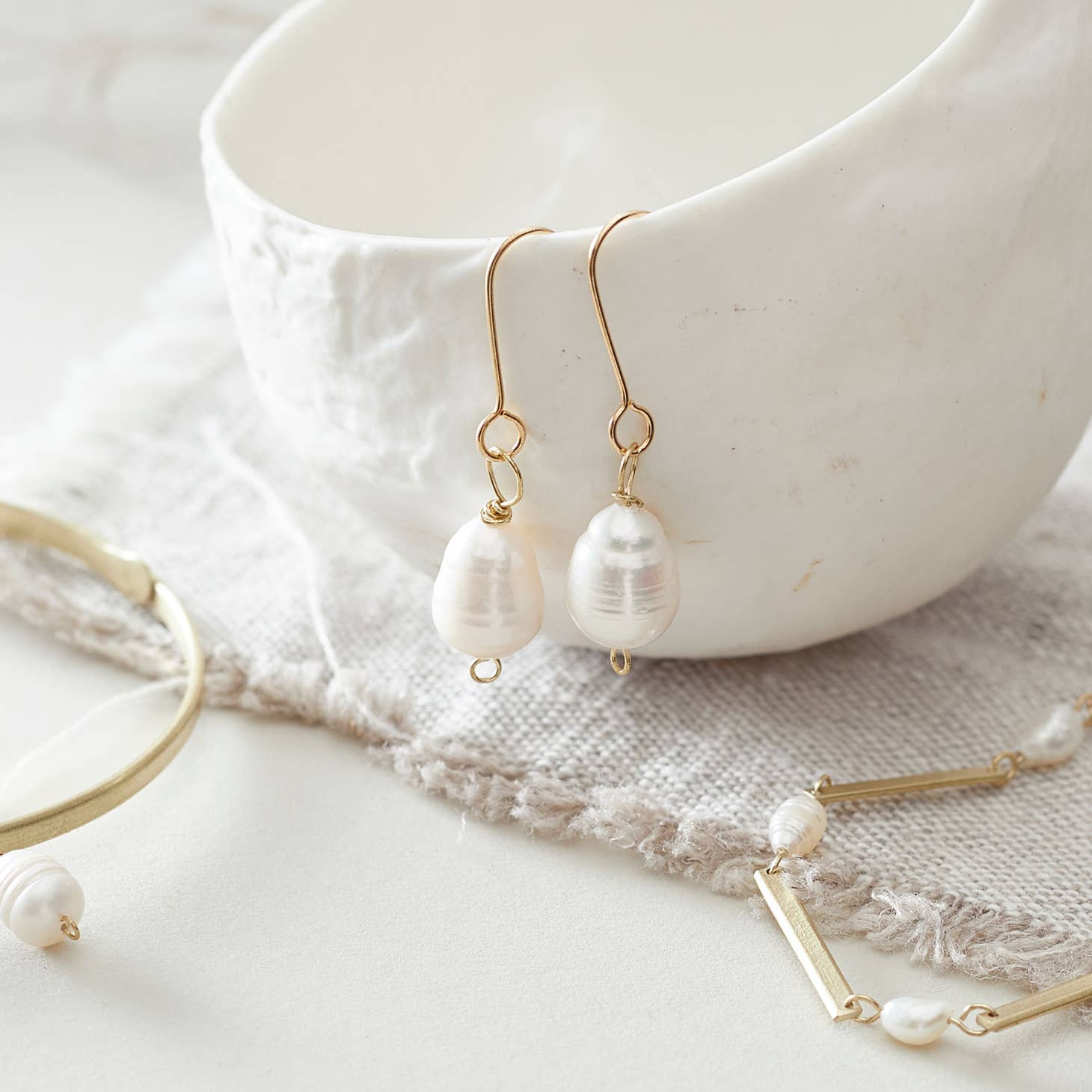 Just Trade Large Pearl Drop Earrings