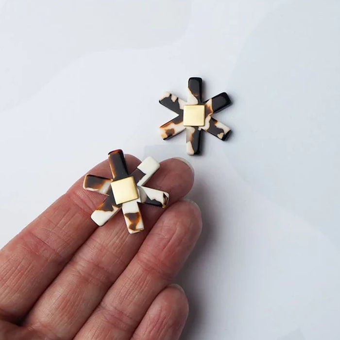 Custom Made Umber Floral Stud Earrings