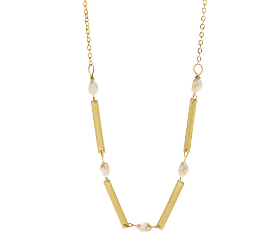 Just Trade Medium Pearl Bar Necklace