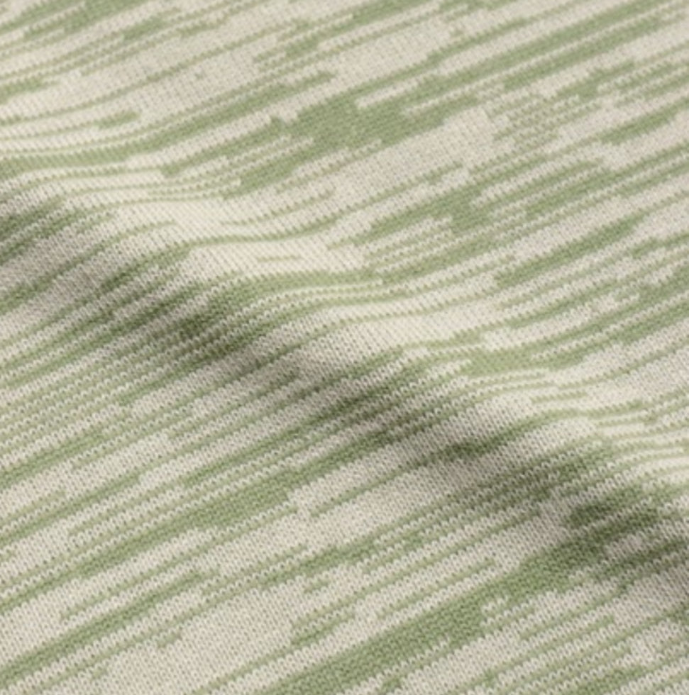 Far Afield Newport Twisted Turf Green Snow White Knit Top