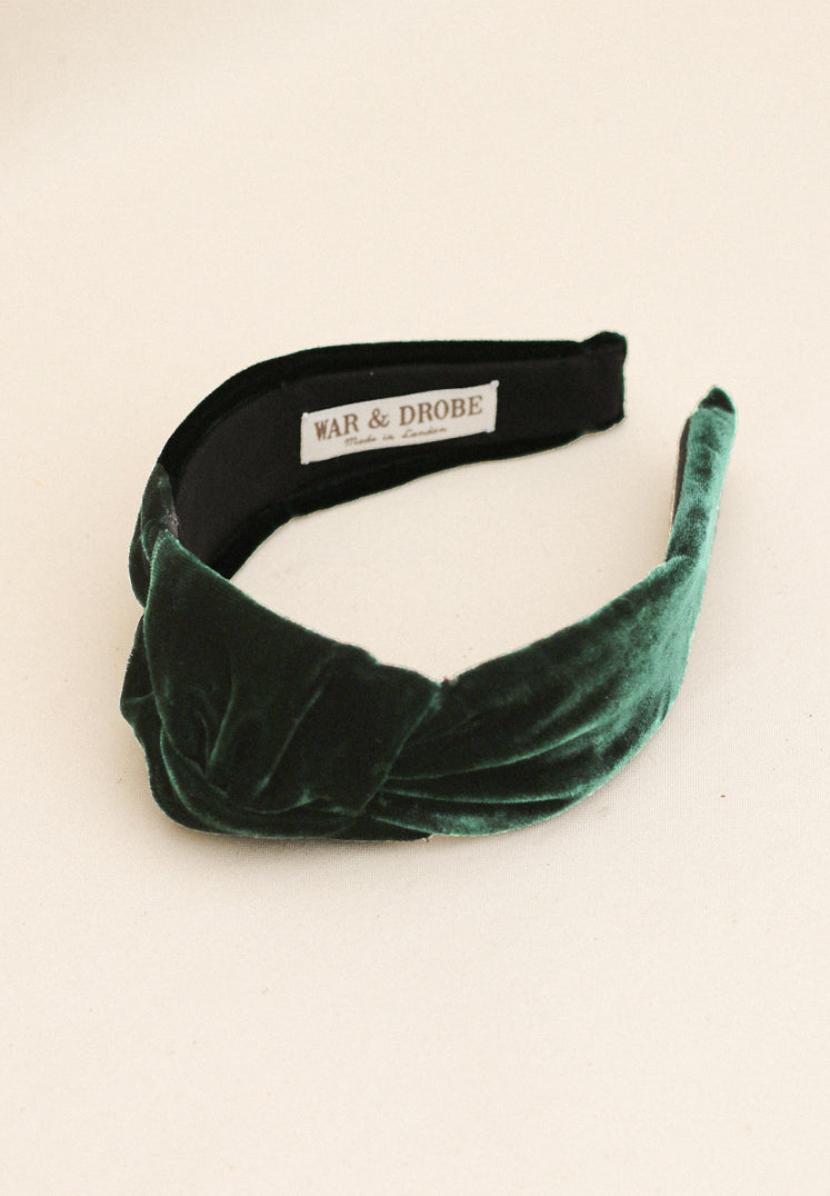 War & Drobe Emerald Green Velvet Hairband