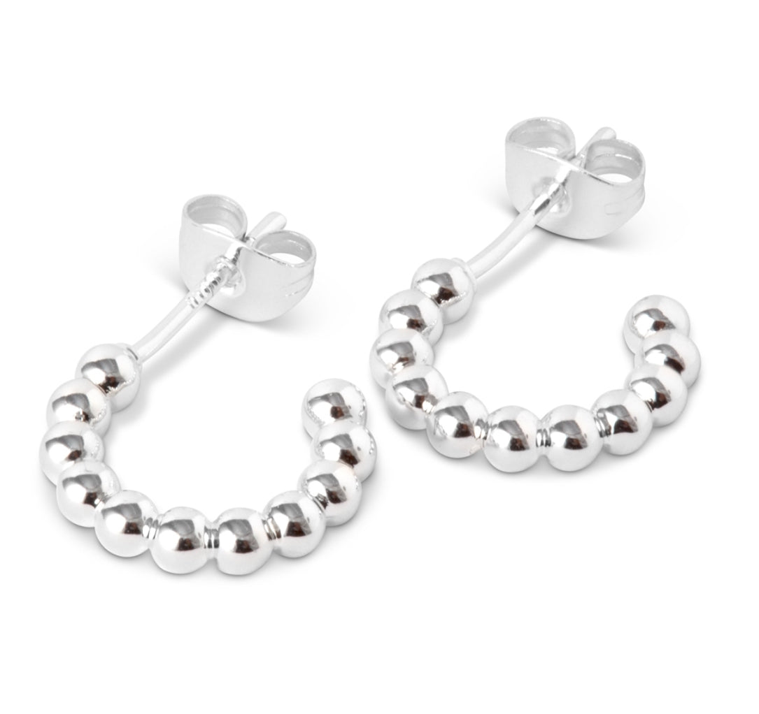 Lulu Copenhagen Silver Plated Ball Small Hoop Earrings
