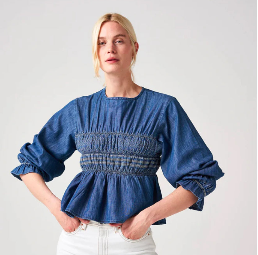 Seventy + Mochi Sally Washed Indigo Blouse