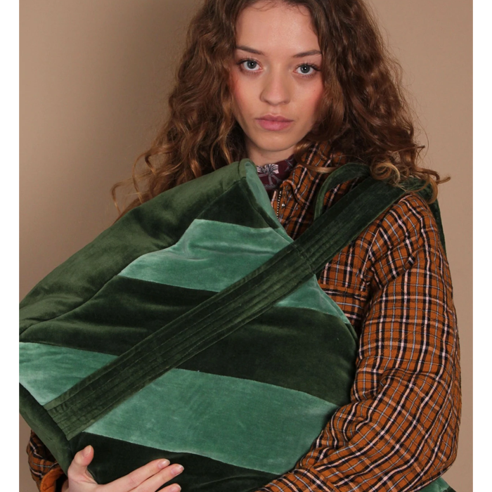 Ellies and Ivy Nova XL Green Velvet Tote Bag
