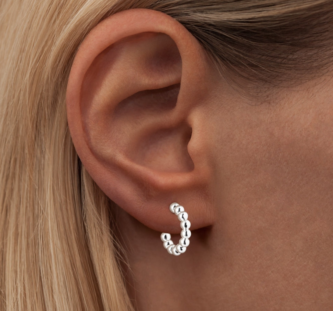 Lulu Copenhagen Silver Plated Ball Small Hoop Earrings