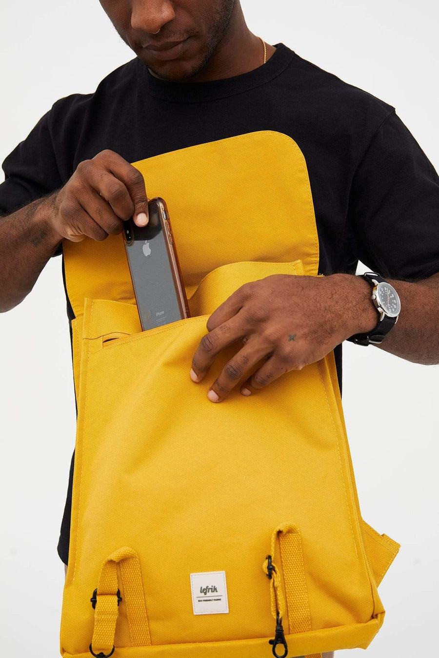 Lefrik Handy Mustard Metal Hook Backpack Rucksack