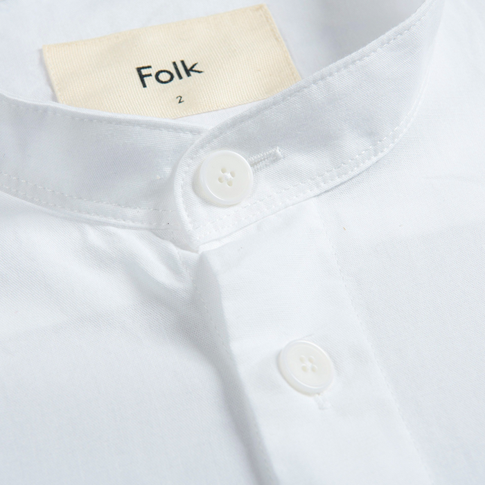 Folk Grandad Collar White Shirt