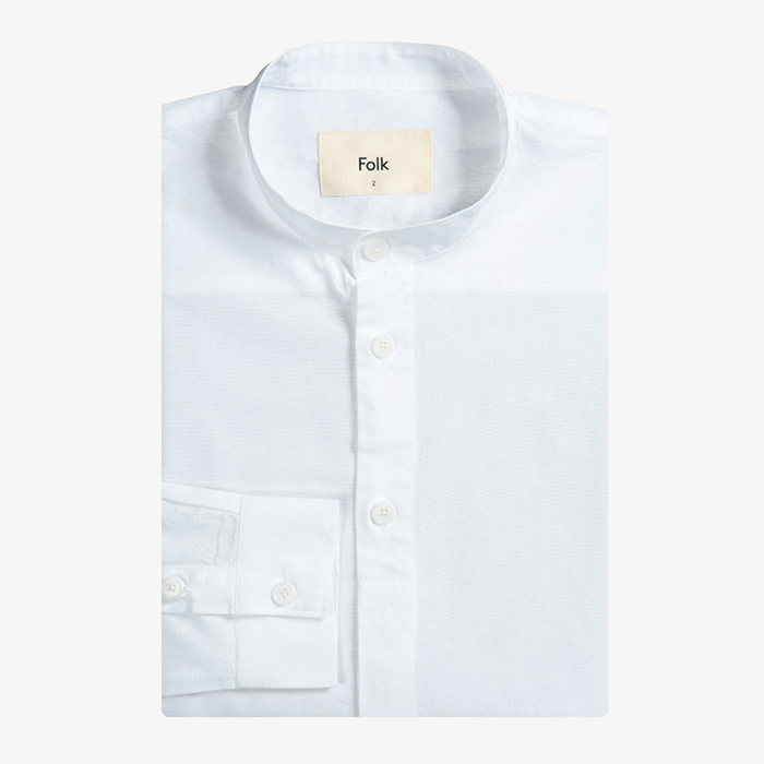 Folk Grandad Collar White Shirt