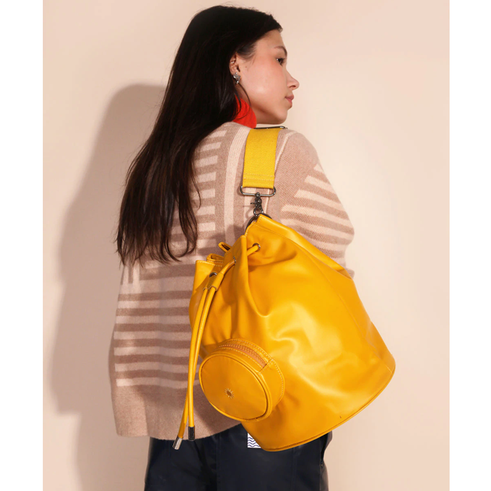 Yellow top bucket purse