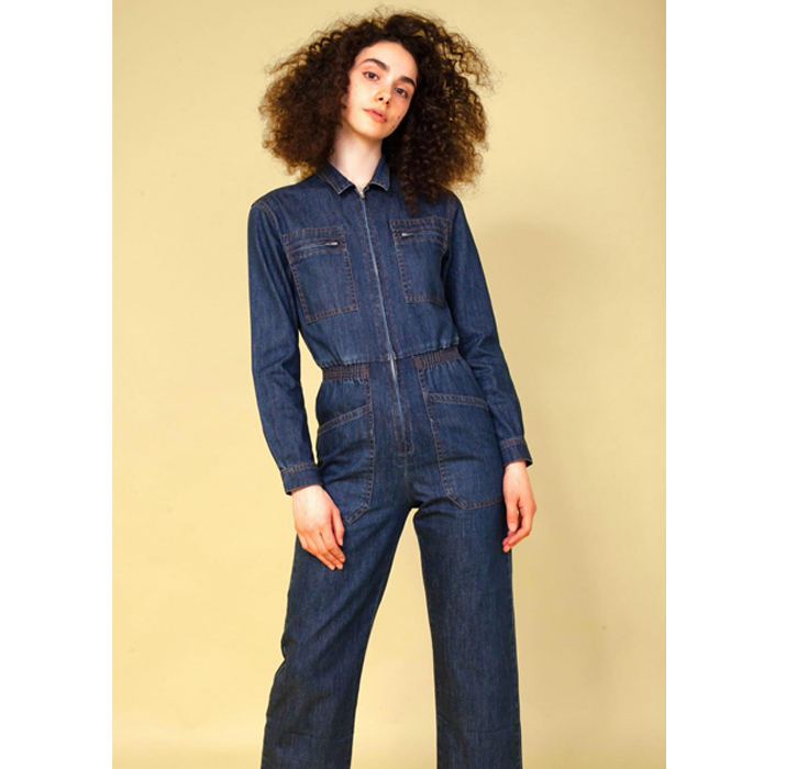 LF Markey Danny Longsleeve Denim Jumpsuit