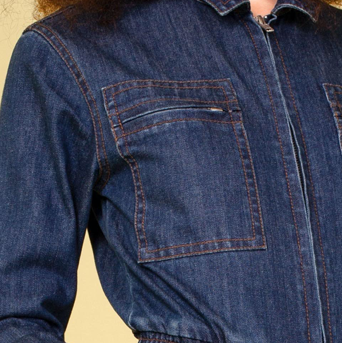 LF Markey Danny Longsleeve Denim Jumpsuit